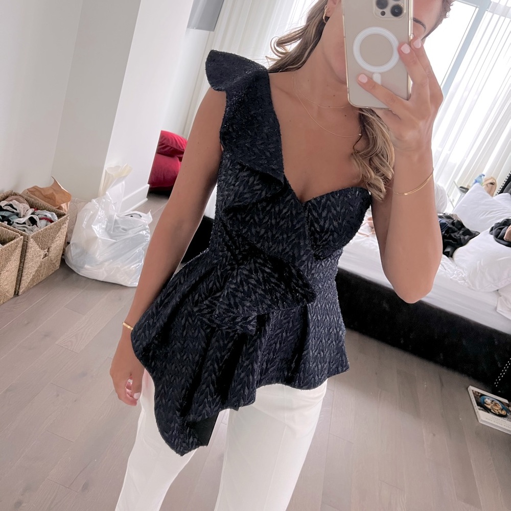 Self-Portrait navy sparkly top